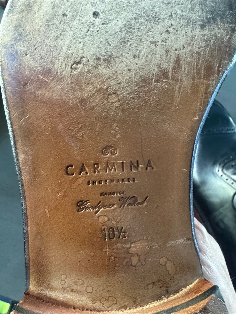 Carmina Black Cap-Toe Oxford in Polished Leather